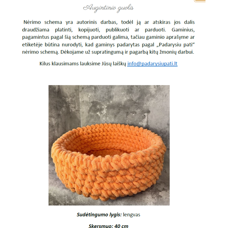 Nėrimo schema „Augintinio guolis“