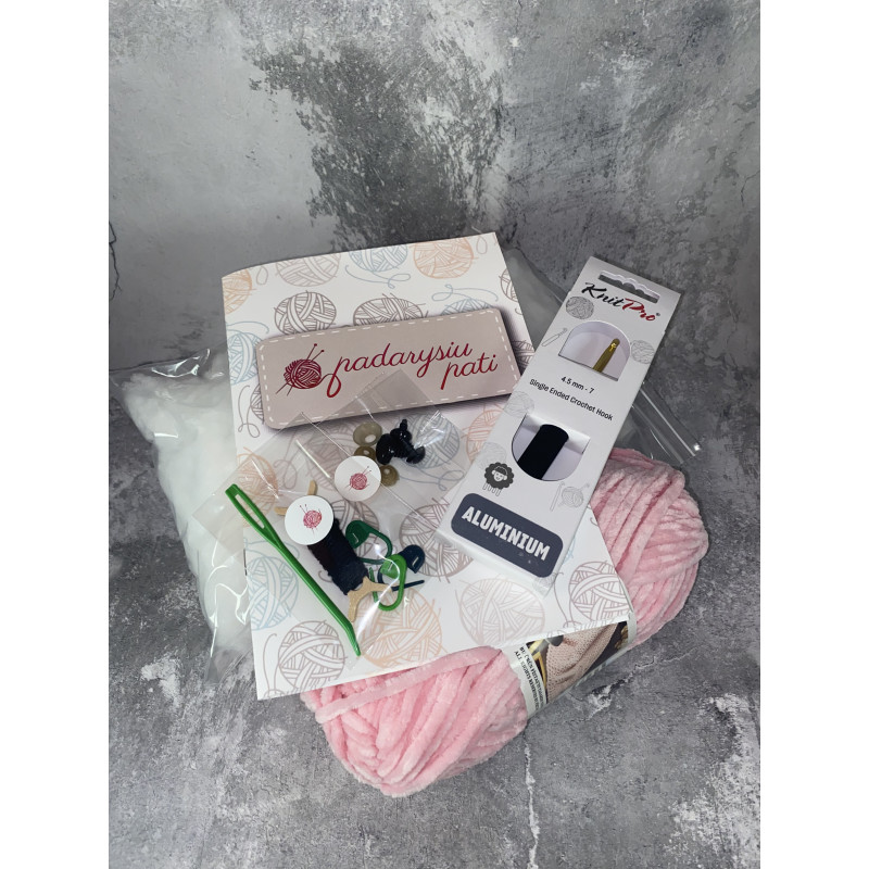 Nėrimo rinkinys „Zuikis mažylis“ (pliušinis žaislas)