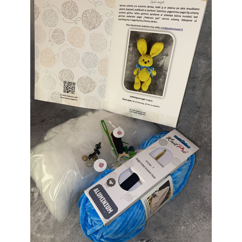 Nėrimo rinkinys „Zuikis mažylis“ (pliušinis žaislas)