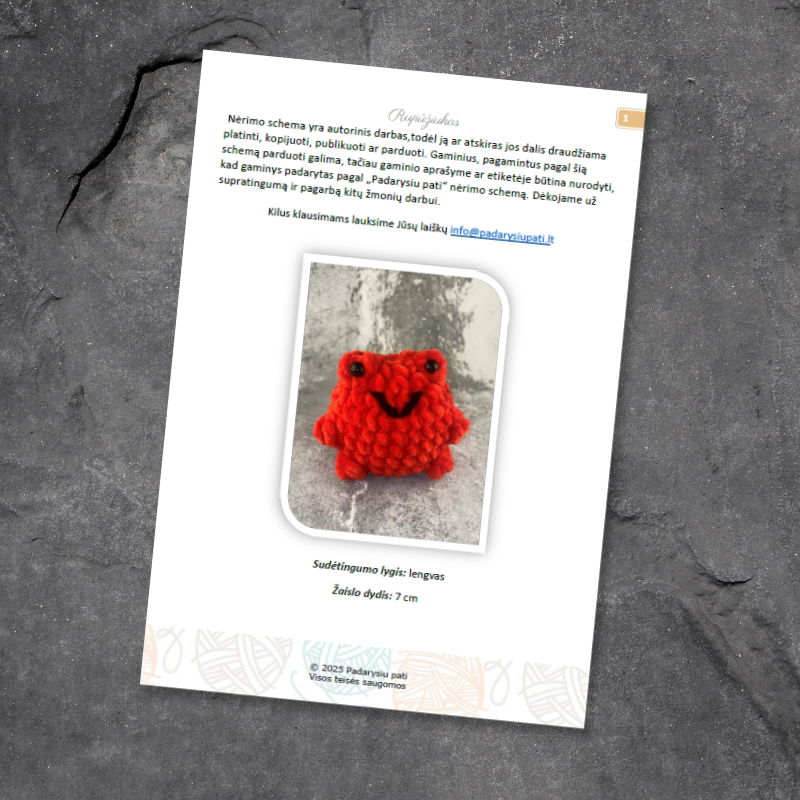 Nėrimo schema „Rupūžiukas“ – PDF instrukcija | Padarysiu pati
